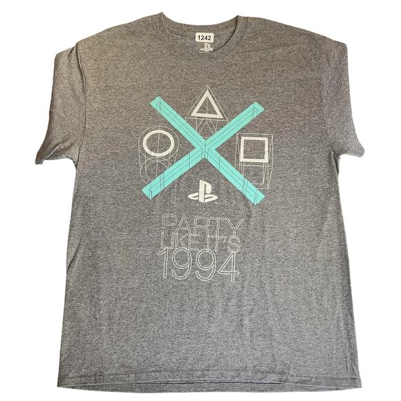 Playstation Men Shirt L Gray Graphic Print Symbols Tee - Picture 1 of 7